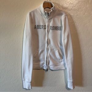 Y2K Abercrombie NY White Embroidered Logo Jacket Size XS/S